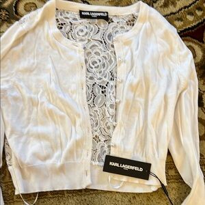 Karl Lagerfeld White  3/4 Sleeve sweater